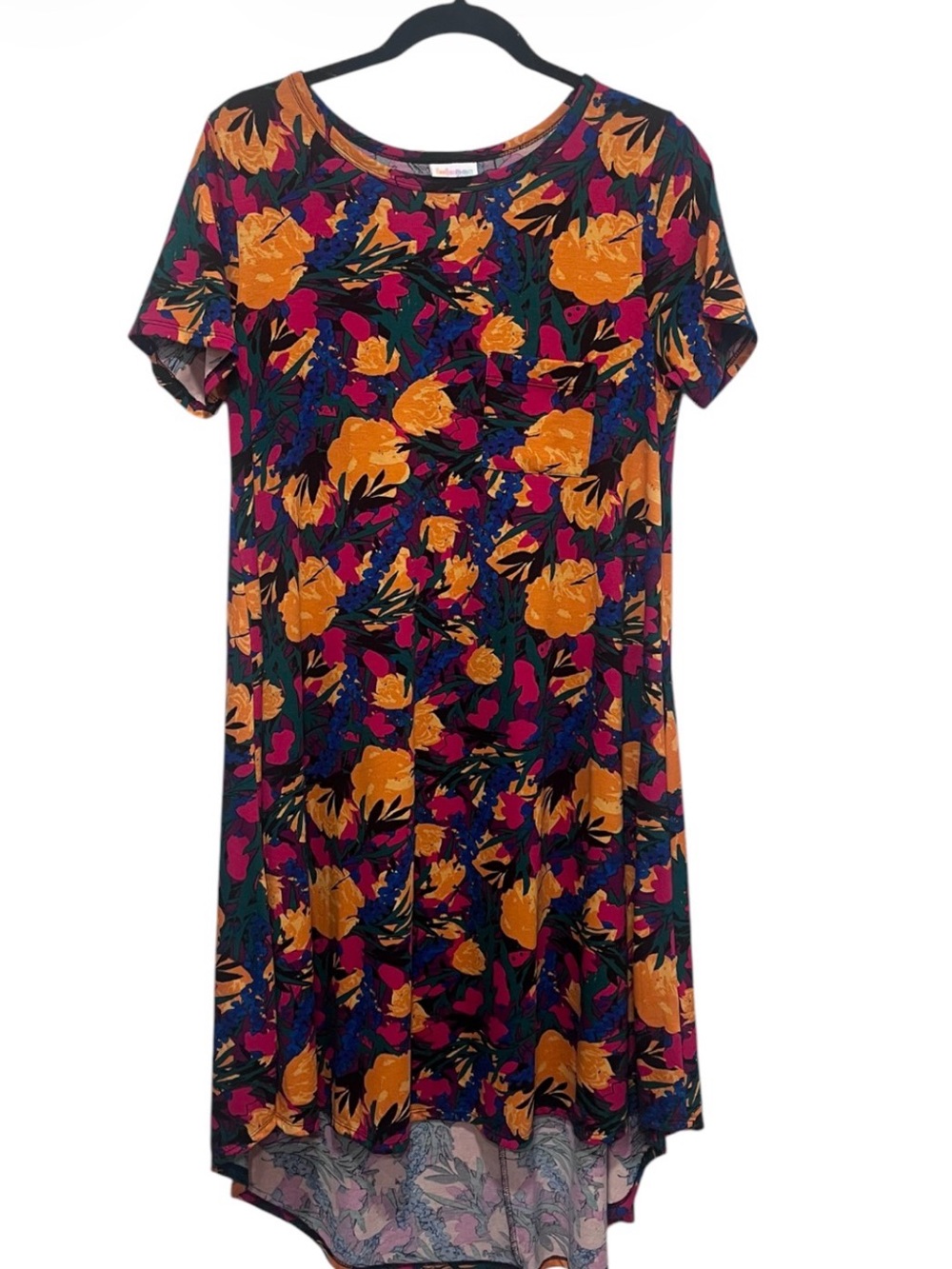 LuLaRoe Carly Dress Small Floral High Low Swing Dress Multicolor